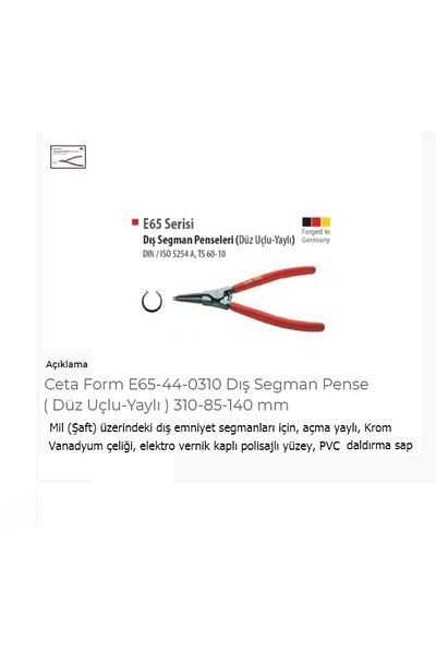 CETA FORM E65-44-0310 External Circlip Pliers (Flat End-Spring) 310-85-