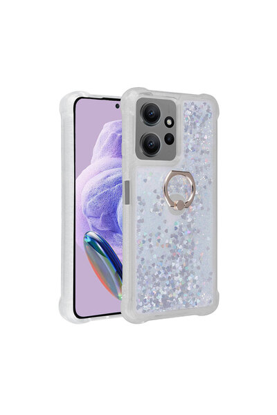 AQUA AKSESUAR Xiaomi Redmi Note 12 Pro 4G Uyumlu Akışkan Simli Sıvılı Yüzüklü...
