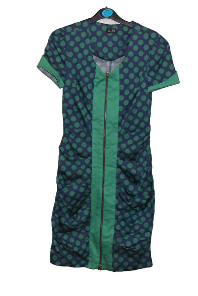 LM Puanteli Piliseli Önden Fermuarlı Elbise