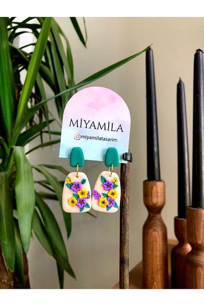 TREND Summer Flowers Botanical Clay Design Steel Earrings