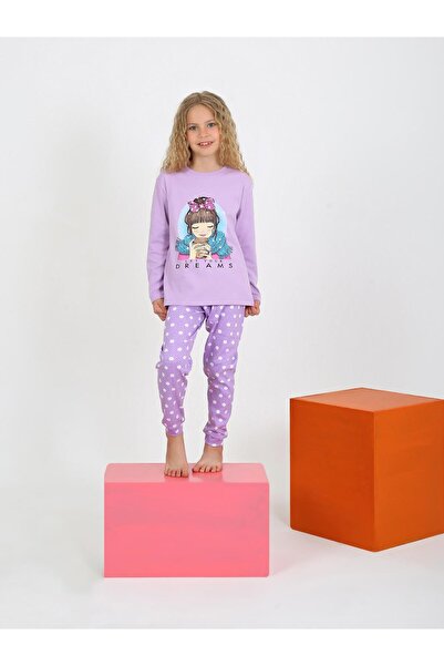 vitmo Kız Çocuk Uzun Kollu %100 Pamuklu Pijama Takımı Let Your