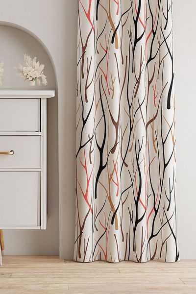 AYSHOME Living Room Patterned Background Curtain (Single Wing)