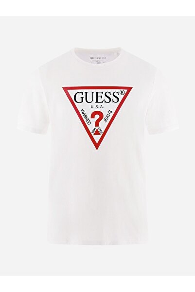 Guess تيشيرت رجالي بقصة ضيقة، بشعار أصلي
