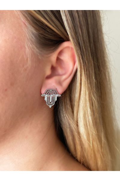 JELLY Serenay Model Jewelled Earrings - Women's Steel Zircon