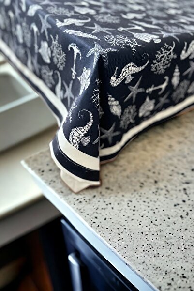 KEDİ مناديل طاولة مستطيلة مقاومة للبقع 140*220 بتصميم بحري