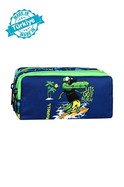 Waddell Husă pentru creion cu 2 buzunare, cu licență, cu model de crocodil verde-albastru închis