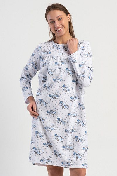 VİENETTA Long Sleeve Cotton Women's Nightgown - 161709