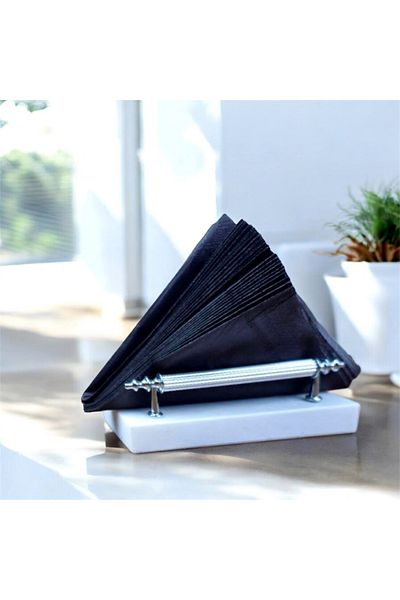 farklı evim Serving Presentation Marble Napkin Holder Shiny Silver Handle Kitchen