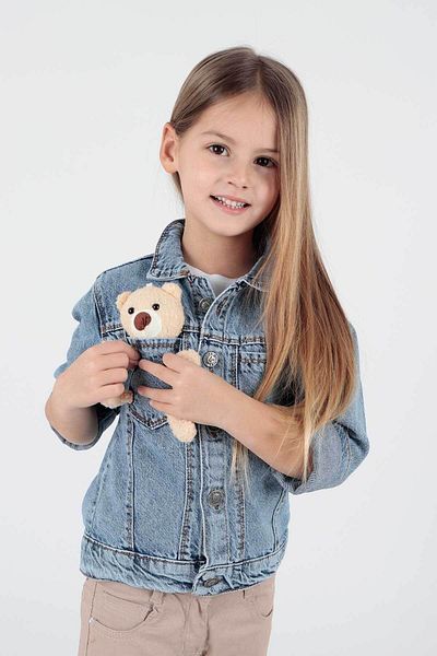 AHENGİM Dívčí bavlněná Jean Jacket - casual Fashion, Medvídek 22176023