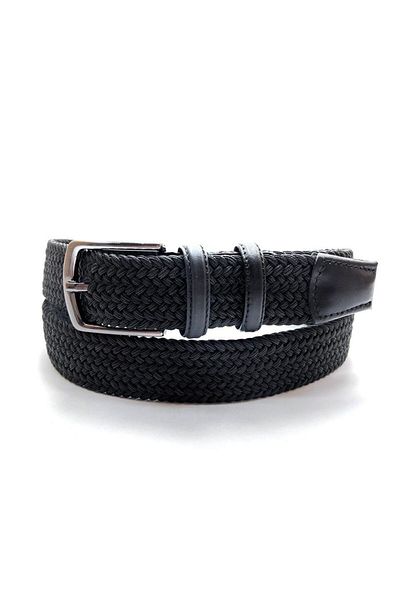 GİRAY Elastic Knitted Flexible Unisex Genuine Leather Detailed Belt