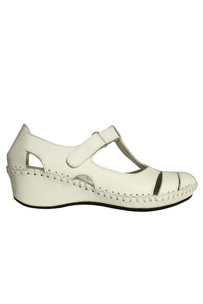 Platin Wedge Heeled White Leather Women's Shoes