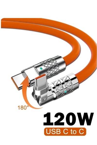 MOBİL GO 120W 6A Hızlı Şarj Kablosu Type-c To & Usb-c Ucu Dönebilen (iPhone, Samsung, Xiaomi, Oppo, Vivo )