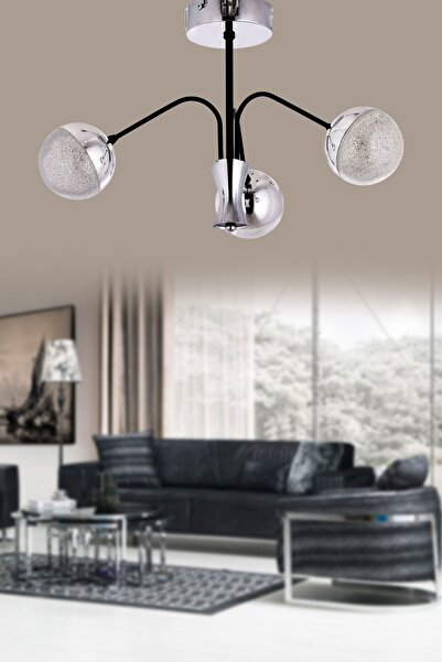 Step Aydınlatma Piena 3 Renk Işık Veren Ledli 3'lü Modern Siyah-Krom Yatak Od...