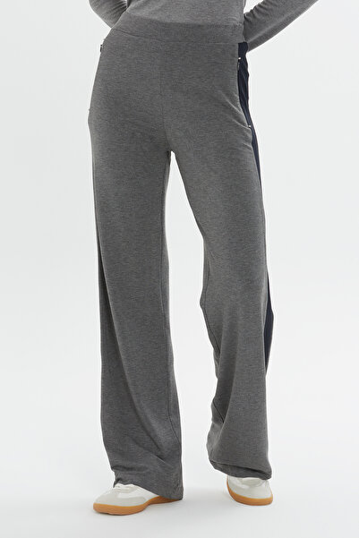 GİZİA Beli Lastikli Yan Cepleri Fermuarlı Rahat Kesim Gri Pantolon