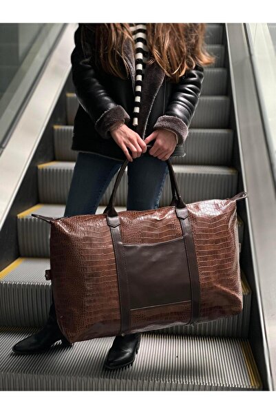 Vendetta Çanta Croc Deri Detaylı Seyahat Çantası Duffel Bag