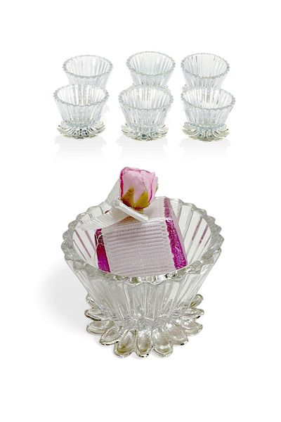 EVSTYLE 6-Piece Silver Footed Glass Turkish Delight Holder