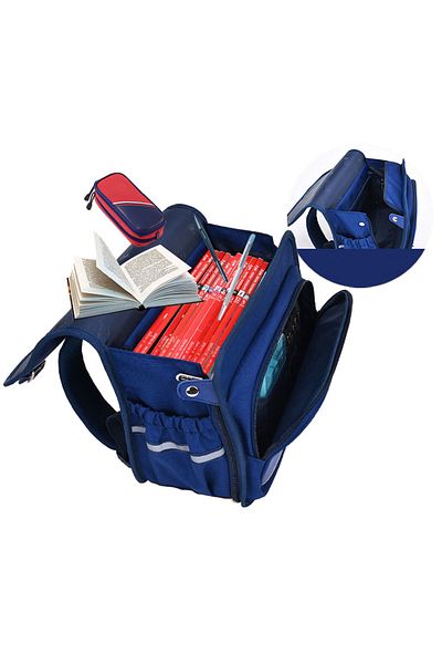 Go Veform Geantă ortopedică bleumarin - Husă din piele, cu logo, tip folder, Osç762