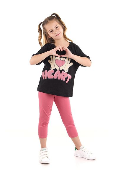 AHENGİM Σετ Girl's Heart Printed - Βαμβακερό, Trendy Ak2518