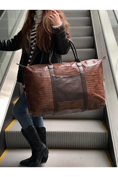 Vendetta Çanta Croc Deri Detaylı Seyahat Çantası Duffel Bag