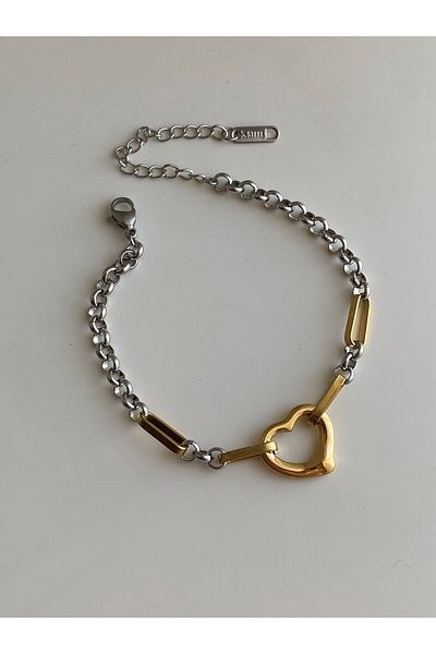 Owentis Silver Gold Mix Colorful Heart City Bracelet - No Darkening