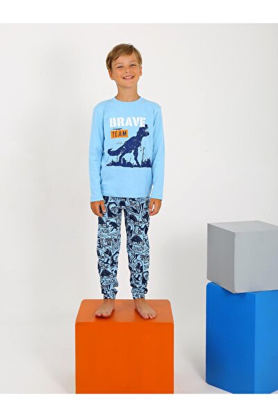vitmo Erkek Çocuk Uzun Kollu %100 Pamuklu Pijama Takımı Brave
