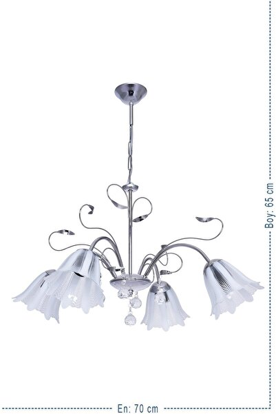 Trendylight Çağla 4'lü Krom Sarkıt Taşlı Avize Salon Avizesi