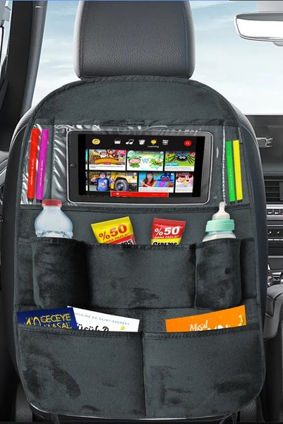 GM-DESIGN Car Seat Back Tablet and Phone Holder Organizer - In-Car Item Organizer