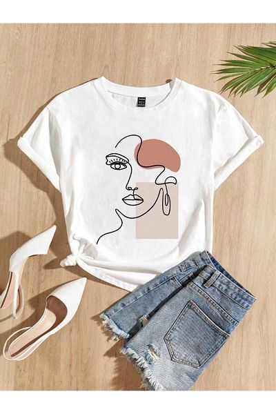 Pink Sky Tricou alb - Imprimat cu fețe