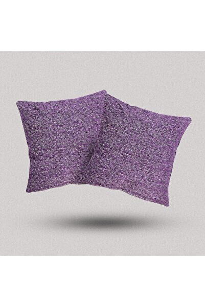 KIrlentçi Ahmet Mor Simli Dokulu Kırlent Yastık Minder Kılıfı 2 Adet 45x45cm