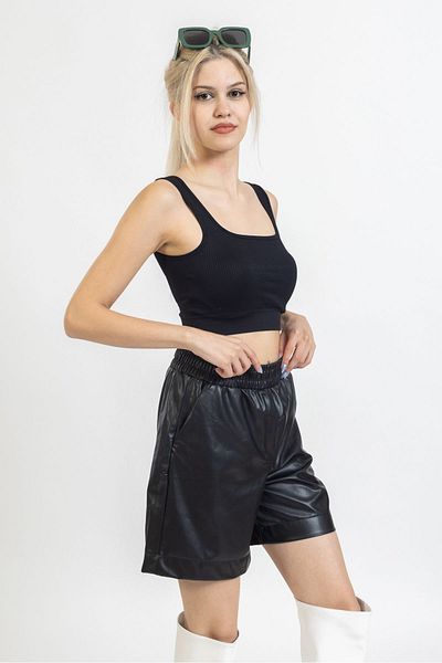 OlaFre Thick Strap Corp, Basic, Casual, Sports Tank Top, Gathering, Flexible, Solid Color Half Tank Top