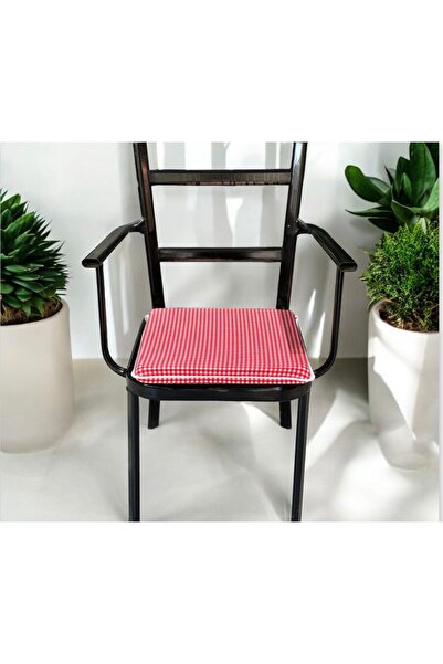 DÜŞLER EV TEKSTİLİ 40*40 Red Gingham Perna Scaun