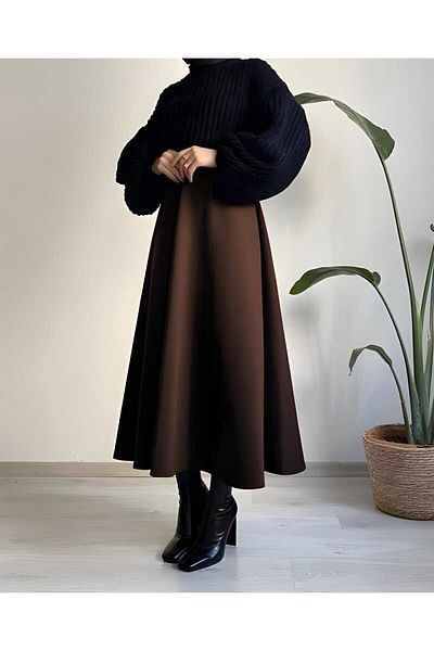 CNG MODA Scuba Hijab Flared Skirt