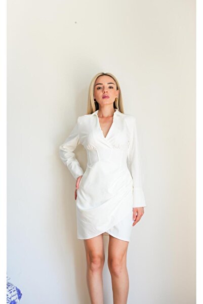 OlaFre Lycra Woven Dress - With Waist Support, Collar and Cuffs