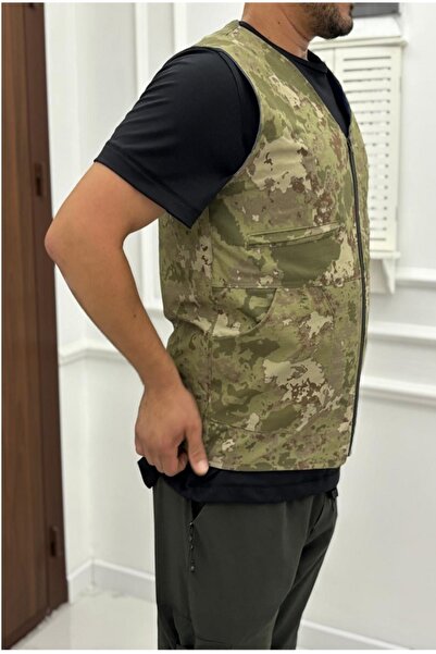 A&K ZÜMRA Erkek Çok Cepli Çok Amaçlı Kamuflaj Avcı Yelek