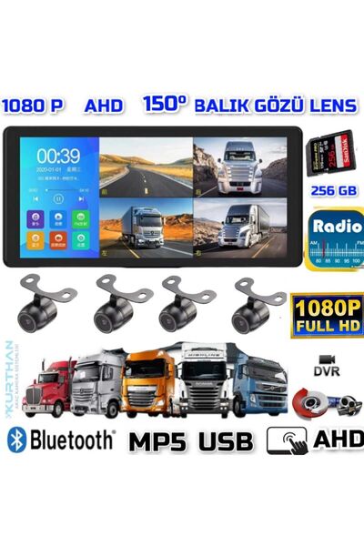 Twogo 10.36'' DOKUNMATİK 4K VİDEO MÜZİK TELEFON EKRAN YANSITMA DVR EKRAN 4 AD...