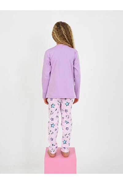 vitmo Kız Çocuk Uzun Kollu %100 Pamuklu Pijama Takımı Happy Life