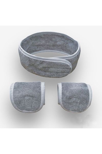 Mokita Home Set of 3 Water Absorbent Towels and Sports Headbands - 2 Pieces Wrist Face Washing Armband and 1 Piece Hairband