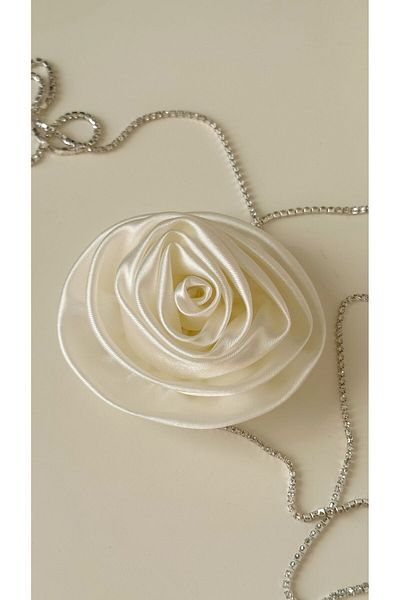 Âlâ Atelier Straz Ribbon Stone Flower Choker Necklace Rose Necklace