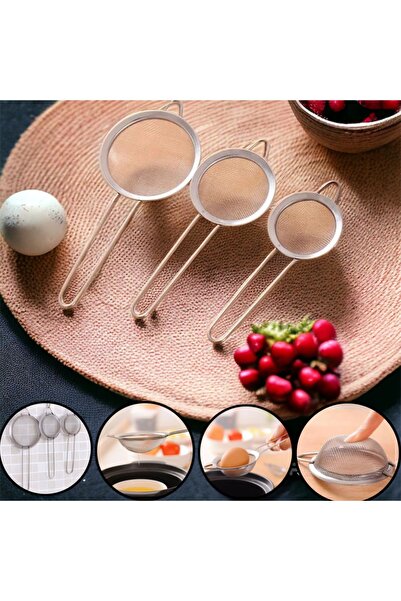 ARVALE Çelik 3 Boy Çay Süzgeçi 3lü Süzgeç