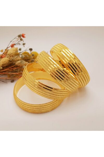 xesha Altın Kaplama 1.5 Cm Çizgi Desenli Bilezik Kuyumcu işçiliğinde 1 Adet