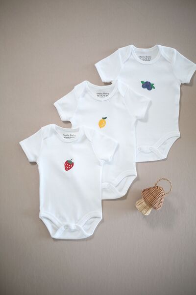 MELLS BABY جسم أطفال مطرز مكون من 3 قطع - Zıbın