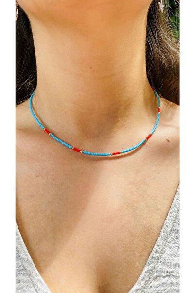 elamindunyasi قلادة من الخرز الحجري الأفغاني باللونين الأزرق والأحمر