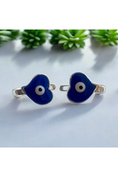 Rachel Silver 925 Ayar Gümüş Kalpli Nazar Çocuk Küpesi