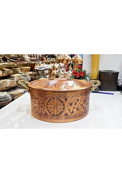 Yıldız çelik bakır lüks oyma 24 cm dik tencere