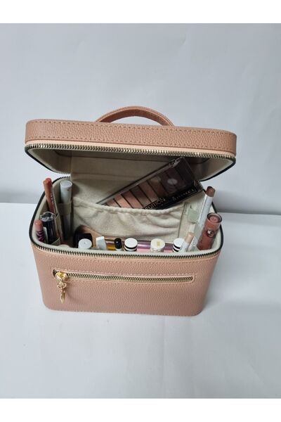 Gold Box Cosmetic Makeup Bag with Mirror Travel Set Makeup Accessories Organizer POWDER