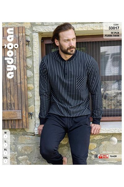 Aydoğan Men's Buttoned Collar Pajama Set - 33017