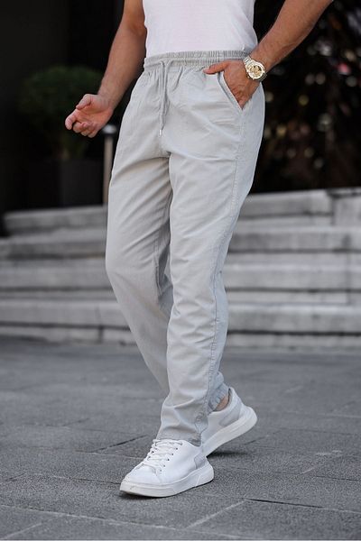a02teks Ανδρικό καλοκαιρινό λινό παντελόνι CASUAL CUT LIN