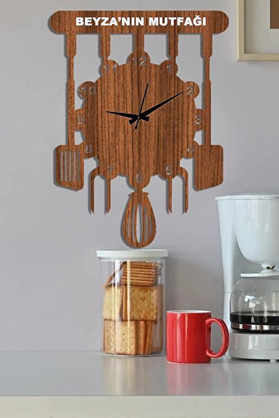 Ensa Design Kişiye Özel Ahşap Dekoratif Mutfak Saati 40cm