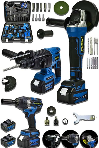 stanrayf Alman 798 V 30 AH Kömürüsüz Motor  Şarjlı 3Lü Set Kırıcı Delici Hilt...