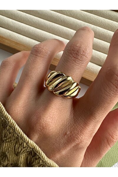 ringbox Gold Kalın Vintage Kadın Yüzük